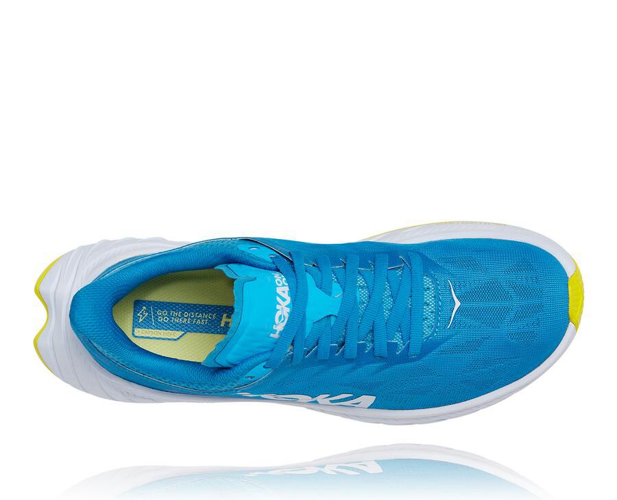 Hoka One One ランニングシューズ レディース 青/白 - カーボンX 2 - ZX0746398